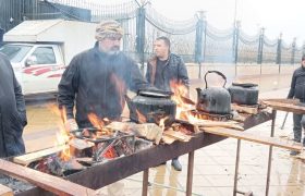 برپایی ایستگاه صلواتی توسط پایگاه بسیج شرکت ایندامین سایپا در اجتماع بزرگ کارگران در مسیر حاج قاسم